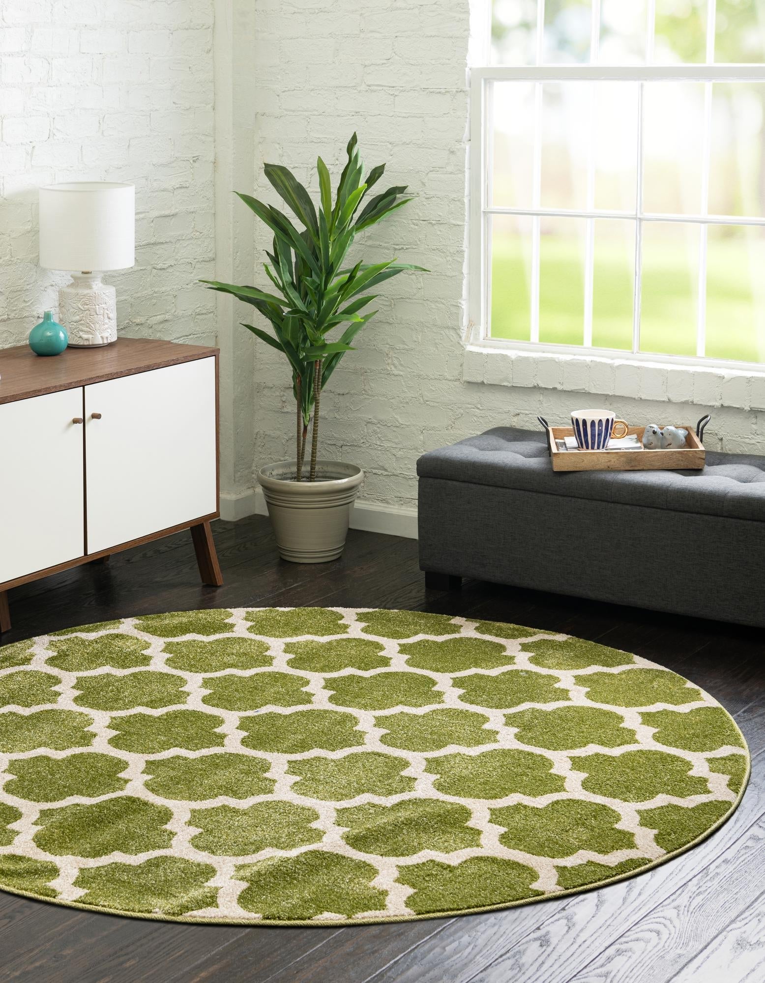 Lattice Gardens Collection Area Rug -  Bloomfield (Light Green)