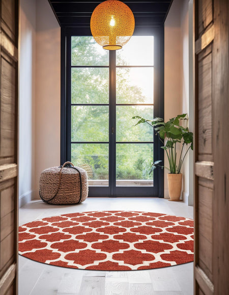 Lattice Gardens Collection Area Rug -  Bloomfield (Light Terracotta)