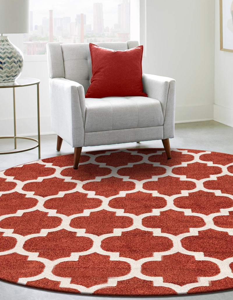 Lattice Gardens Collection Area Rug -  Bloomfield (Light Terracotta) Round Light Terracotta  lifestyle 44