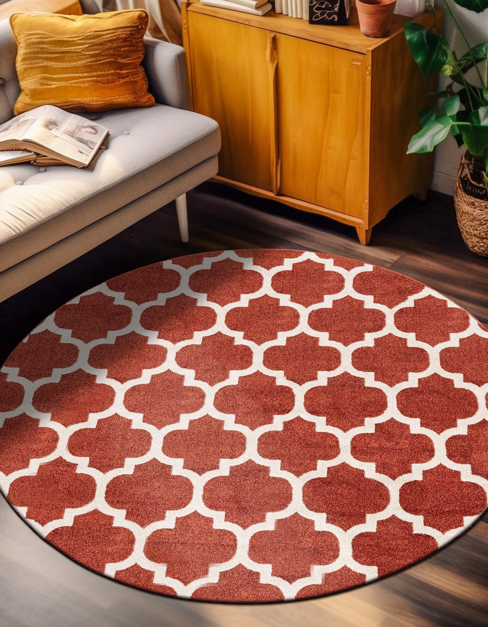 Lattice Gardens Collection Area Rug -  Bloomfield (Light Terracotta)