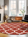 Lattice Gardens Collection Area Rug -  Bloomfield (Light Terracotta) Round Light Terracotta  lifestyle 53