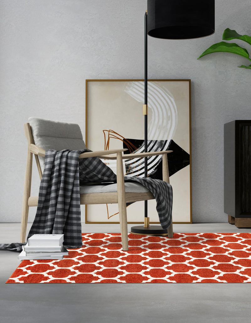 Lattice Gardens Collection Area Rug -  Bloomfield (Light Terracotta) Rectangle Light Terracotta  lifestyle 6