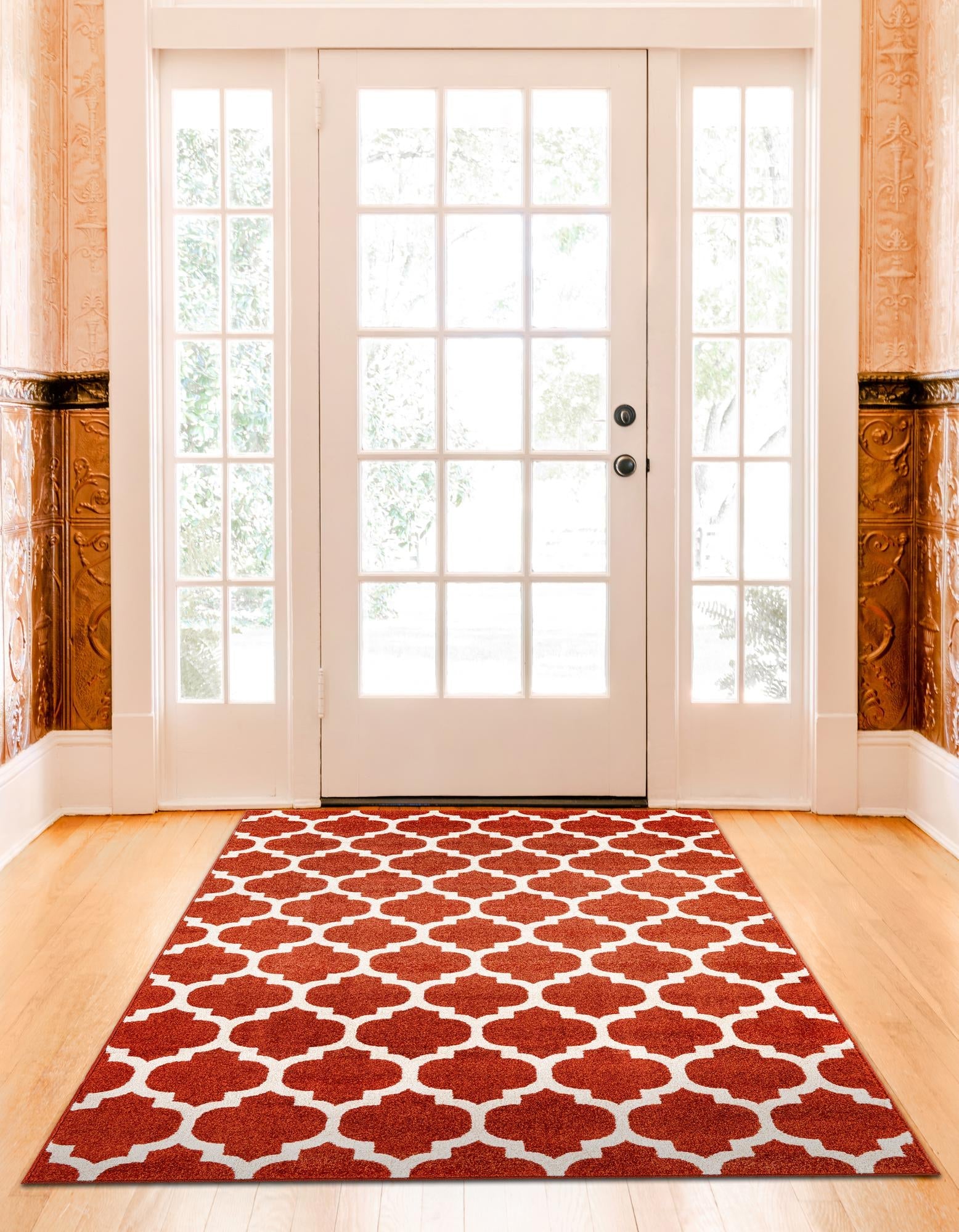 Lattice Gardens Collection Area Rug -  Bloomfield (Light Terracotta)