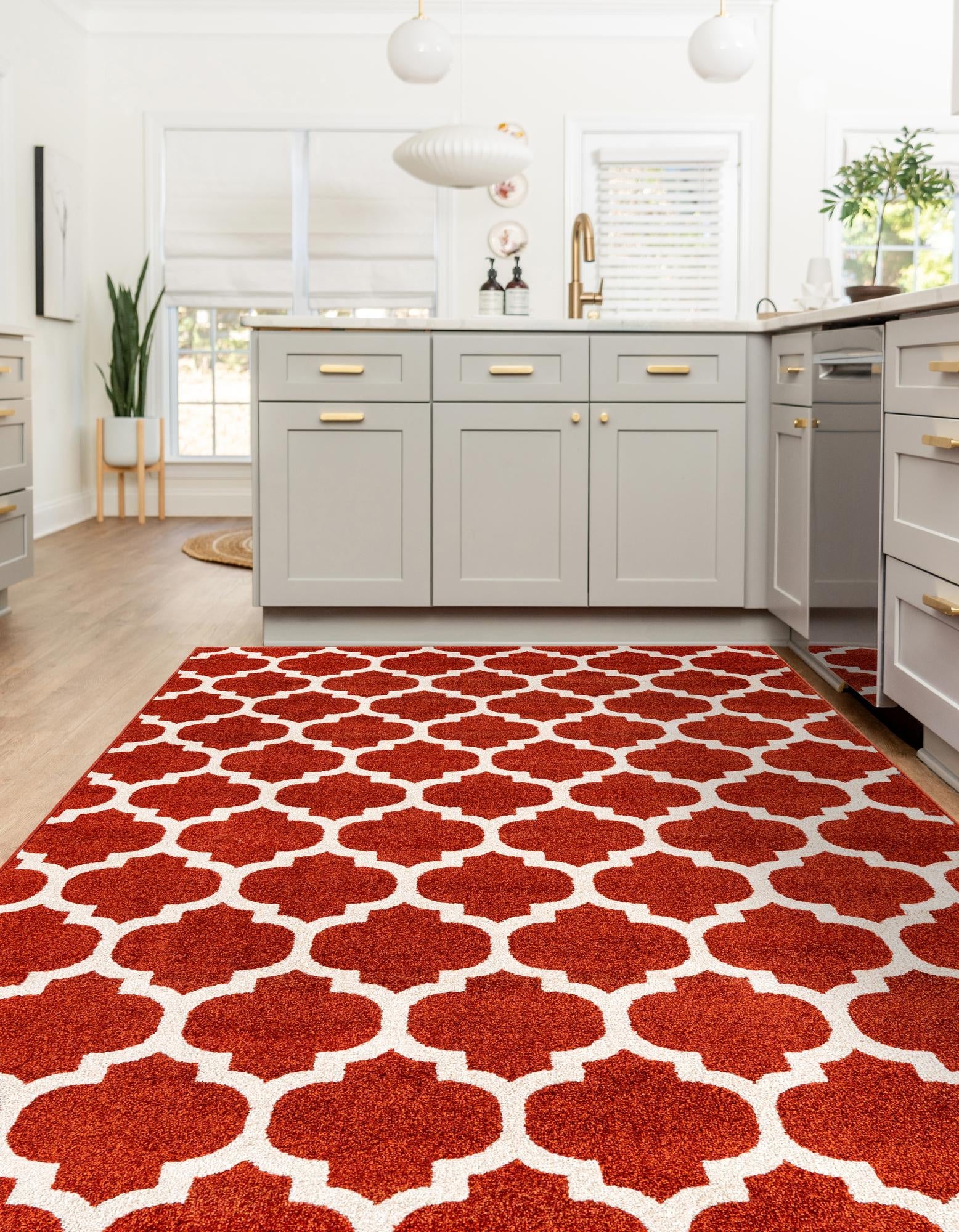 Lattice Gardens Collection Area Rug -  Bloomfield (Light Terracotta)