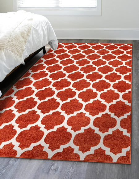 Lattice Gardens Collection Area Rug -  Bloomfield (Light Terracotta)