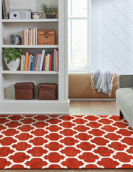 Lattice Gardens Collection Area Rug -  Bloomfield (Light Terracotta)