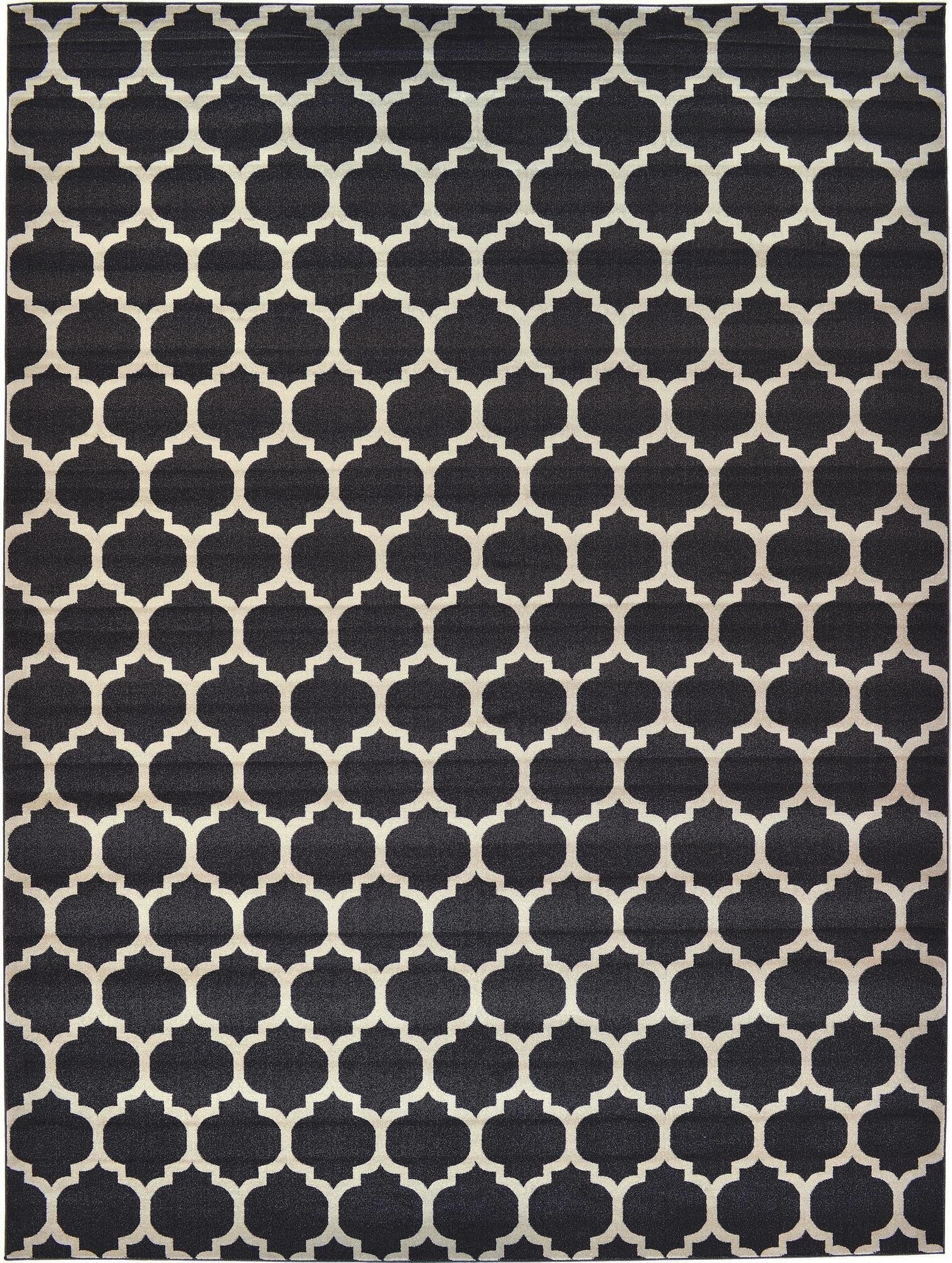 Lattice Gardens Collection Area Rug -  Bloomfield (Black)