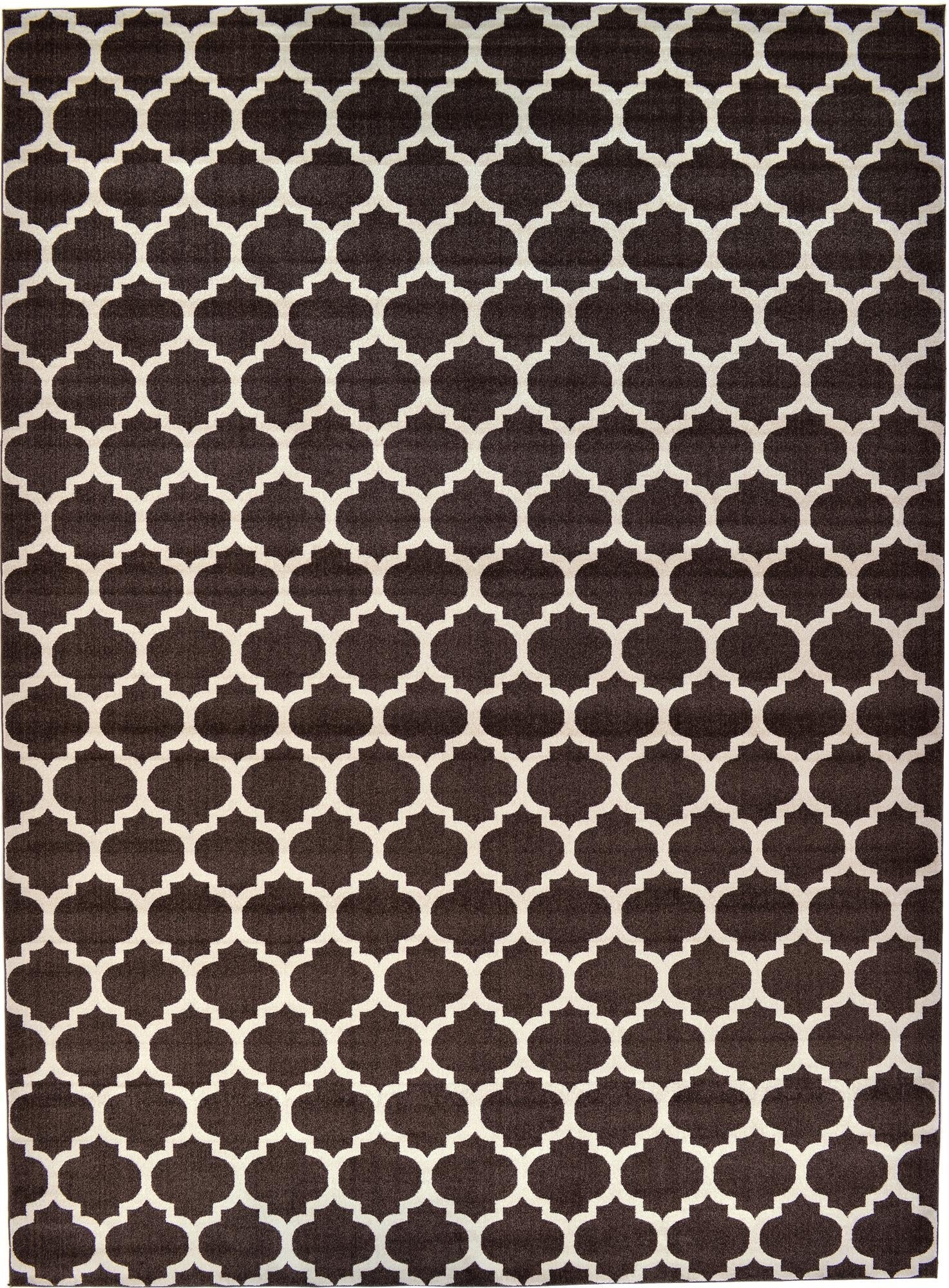 Lattice Gardens Collection Area Rug -  Bloomfield (Chocolate Brown)