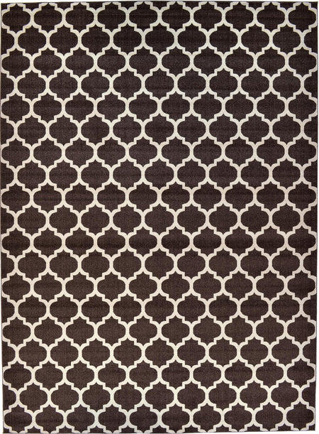 Lattice Gardens Collection Area Rug -  Bloomfield (Chocolate Brown)