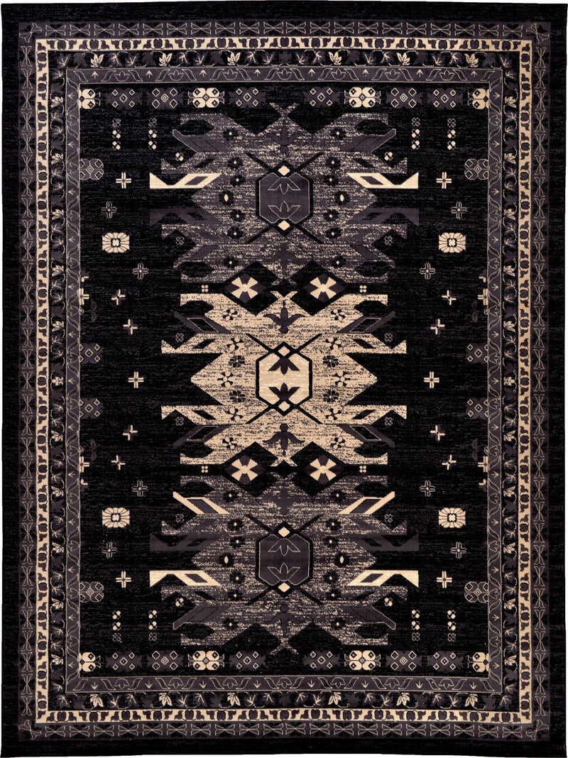 Tabriz Tapestries Collection Area Rug - Azerbaijan (Black) Rectangle Black Main