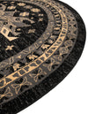 Tabriz Tapestries Collection Area Rug - Azerbaijan (Black) Round Black  lifestyle 33