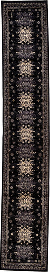 Tabriz Tapestries Collection Area Rug - Azerbaijan (Black) Runner Black  lifestyle 16