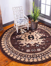 Tabriz Tapestries Collection Area Rug - Azerbaijan (Brown) Round Brown  lifestyle 13