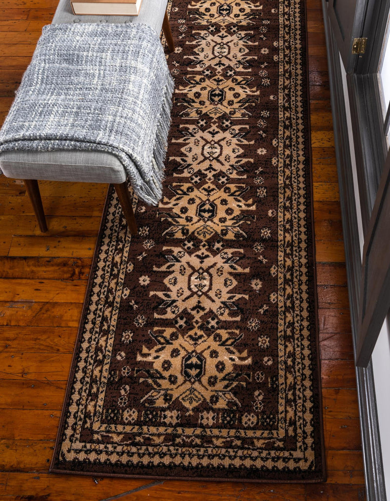 Tabriz Tapestries Collection Area Rug - Azerbaijan (Brown) Runner Brown  lifestyle 14