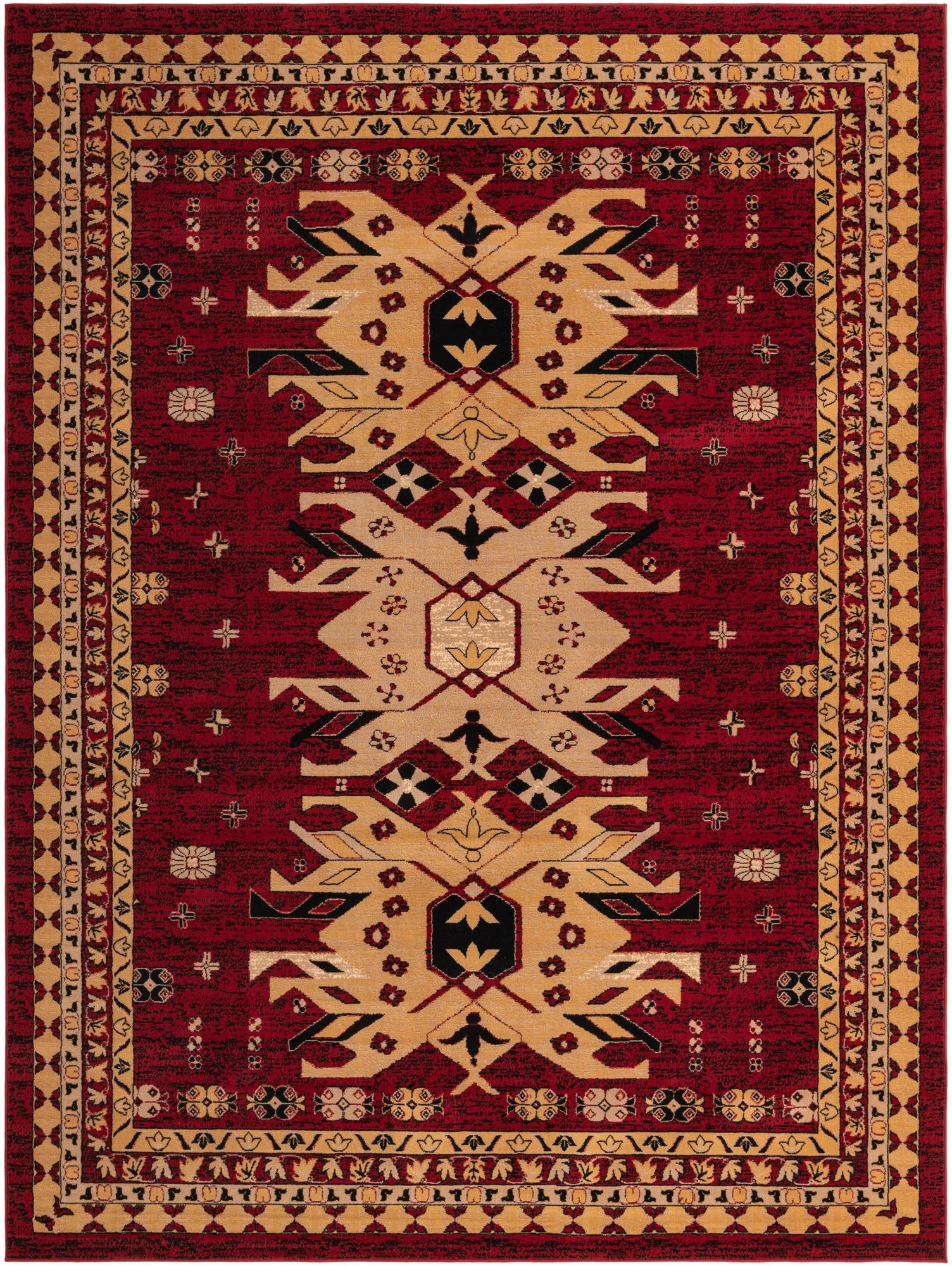 Tabriz Tapestries Collection Area Rug - Azerbaijan (Red)