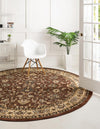 Isfahan Elegance Collection Area Rug - Naghsh-e Jahan (Brown) Round Brown  lifestyle 24