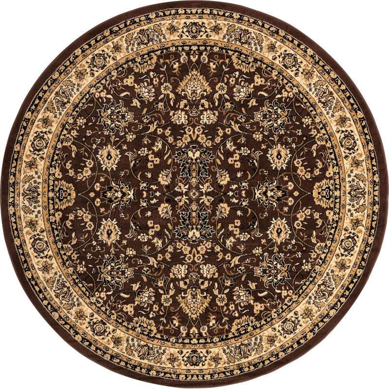 Isfahan Elegance Collection Area Rug - Naghsh-e Jahan (Brown) Round Brown  lifestyle 17