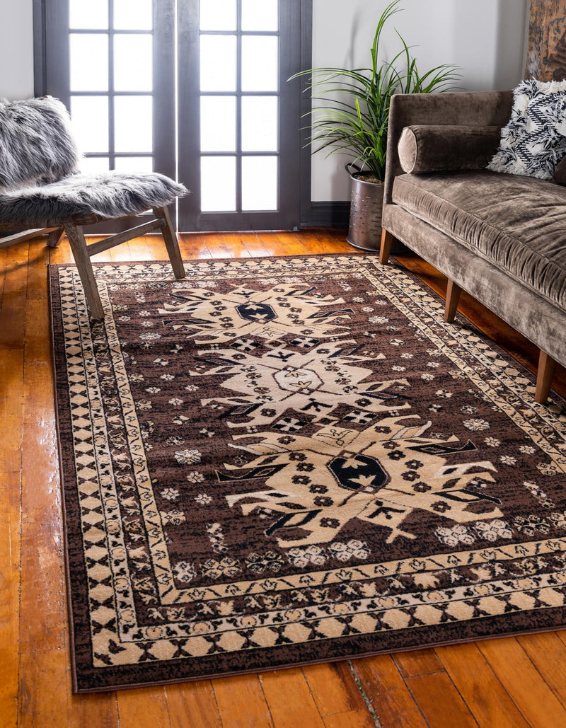 Tabriz Tapestries Collection Area Rug - Azerbaijan (Brown) Rectangle Brown  lifestyle 2