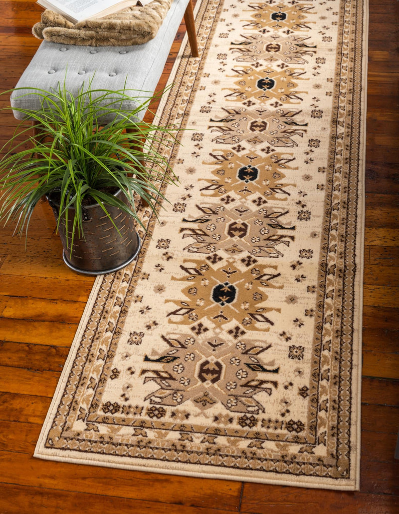 Tabriz Tapestries Collection Area Rug - Azerbaijan (Ivory) Runner Ivory  lifestyle 18