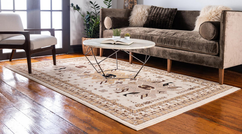 Tabriz Tapestries Collection Area Rug - Azerbaijan (Ivory) Rectangle Ivory  lifestyle 3