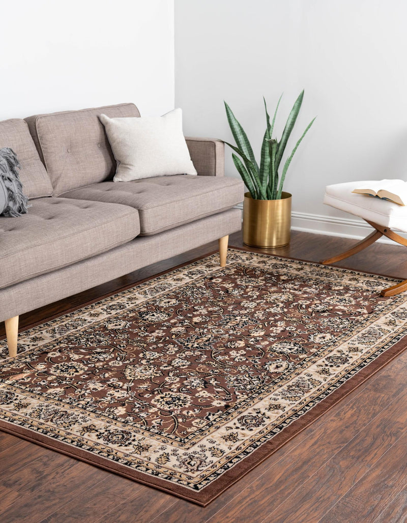 Isfahan Elegance Collection Area Rug - Naghsh-e Jahan (Brown) Rectangle Brown  lifestyle 3