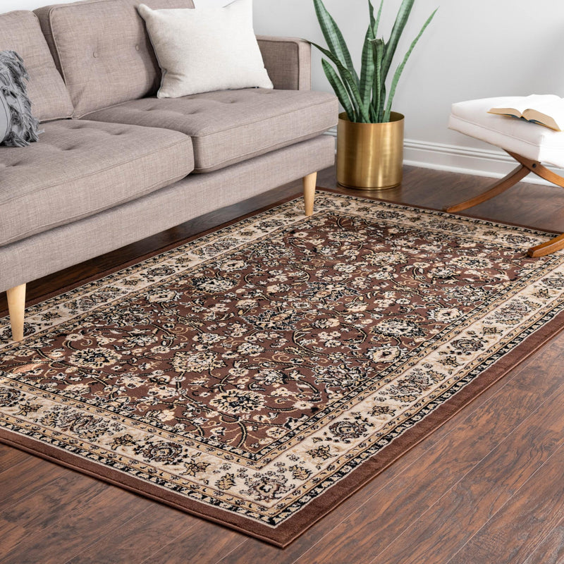 Isfahan Elegance Collection Area Rug - Naghsh-e Jahan (Brown) Rectangle Brown  lifestyle 16