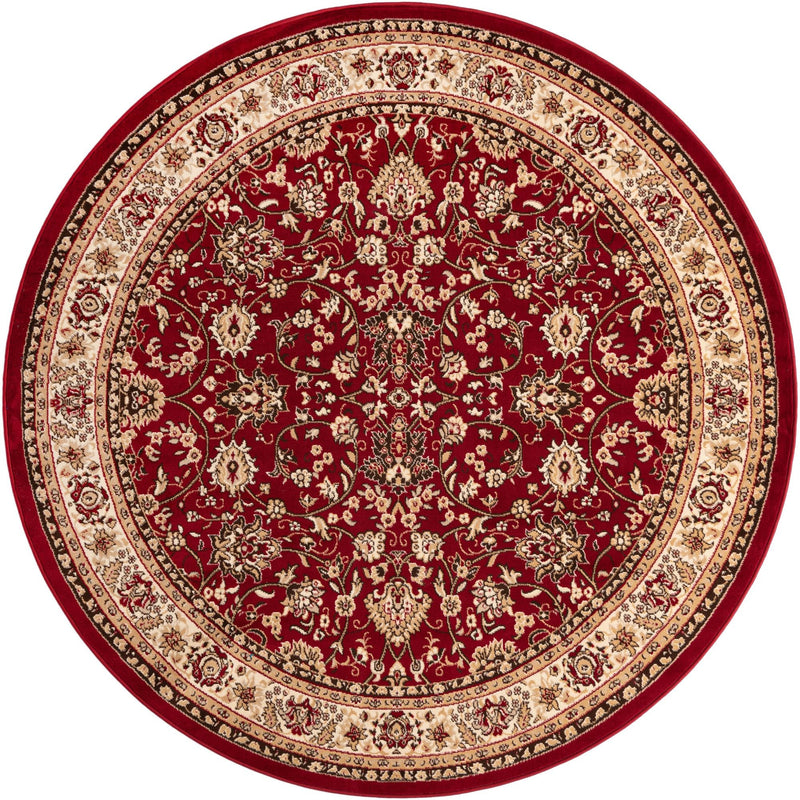 Isfahan Elegance Collection Area Rug - Naghsh-e Jahan (Burgundy) Round Burgundy  lifestyle 20