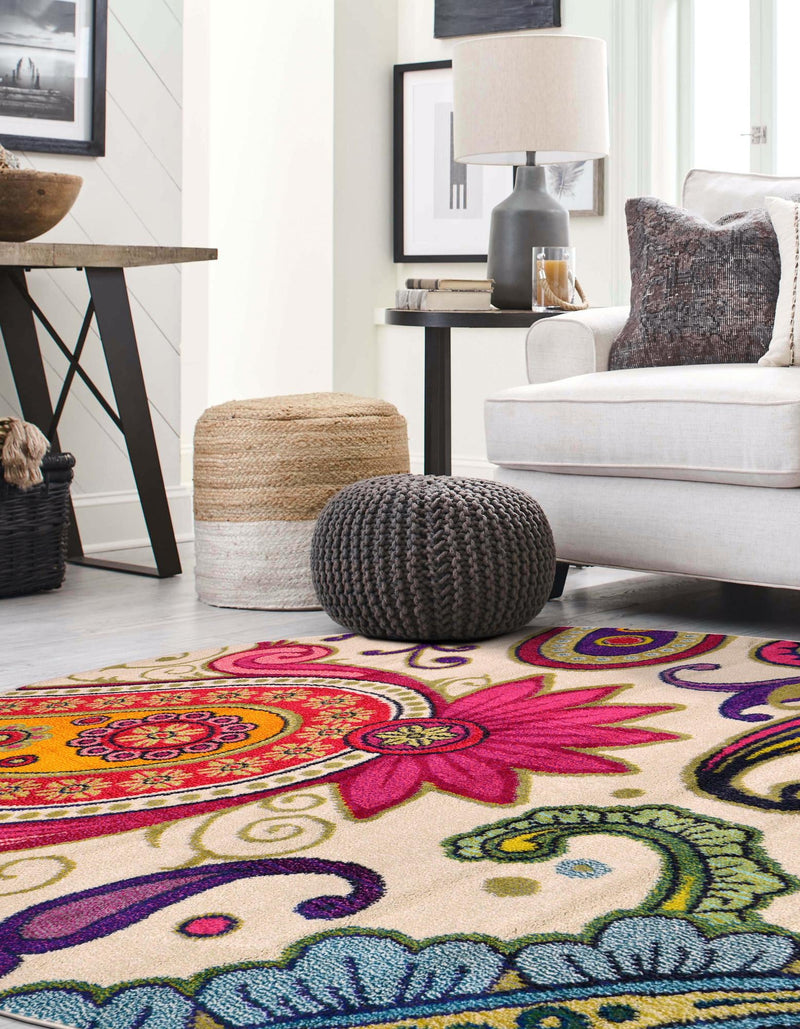 Marrakesh Elegance Collection Area Rug -  Beni Round Cream  lifestyle 29