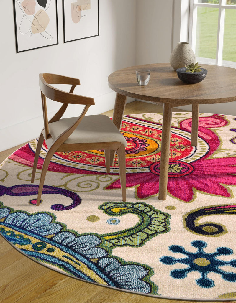 Marrakesh Elegance Collection Area Rug -  Beni Round Cream  lifestyle 41