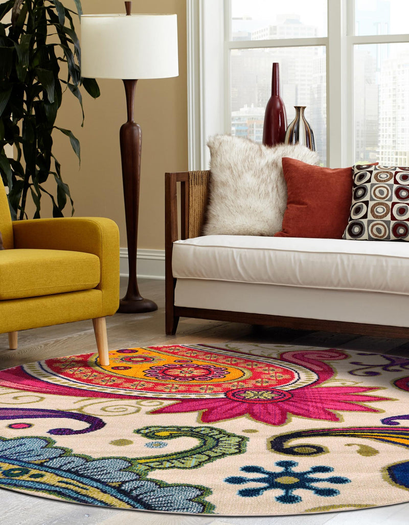 Marrakesh Elegance Collection Area Rug -  Beni Round Cream  lifestyle 50