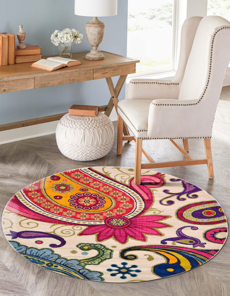 Marrakesh Elegance Collection Area Rug -  Beni Round Cream  lifestyle 53