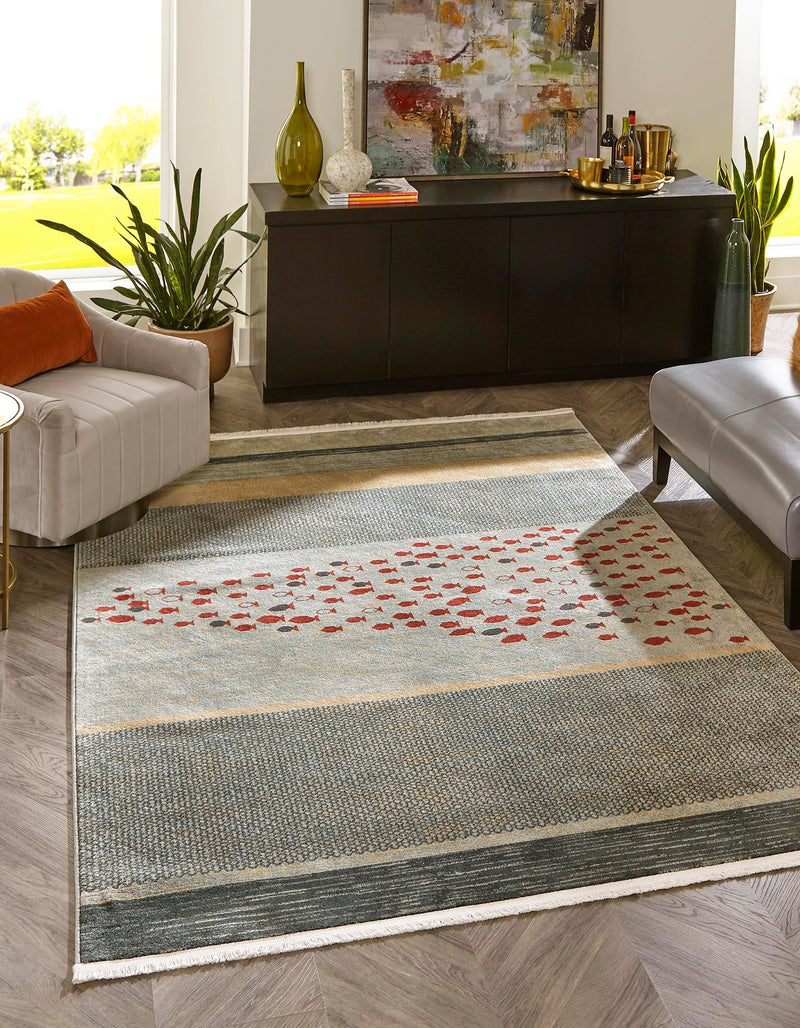 Zagros Oasis Collection Area Rug -  Kermanshah Rectangular Blue  lifestyle 18