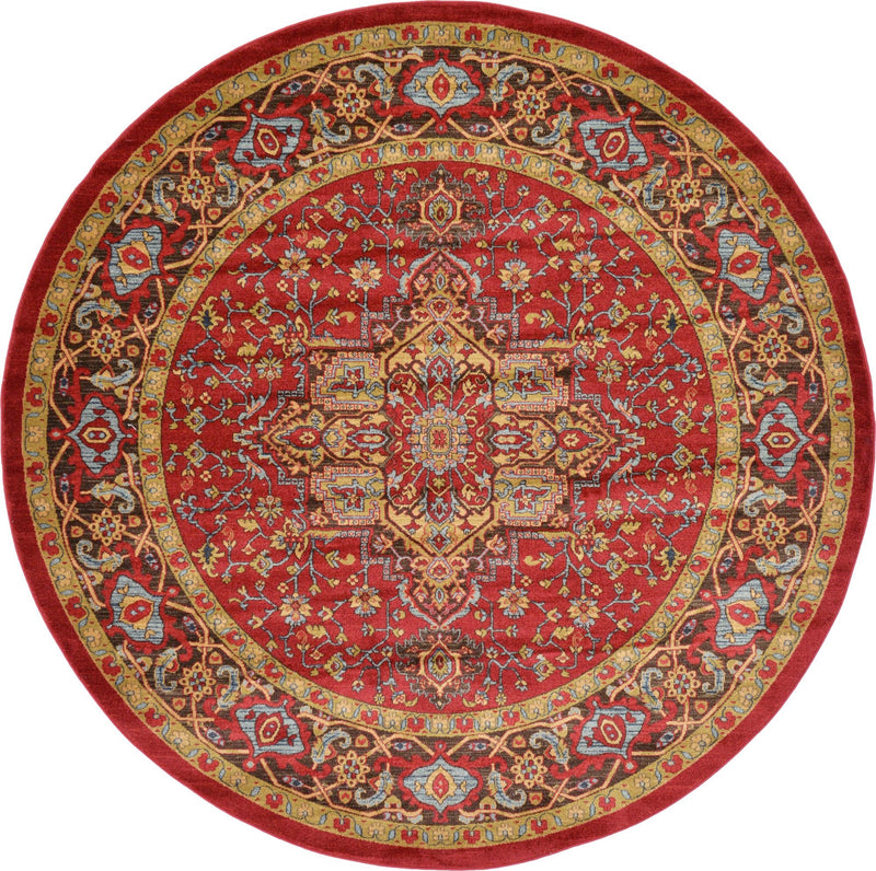 Persian Elegance Collection Area Rug -  Khorasan Round Red  lifestyle 8