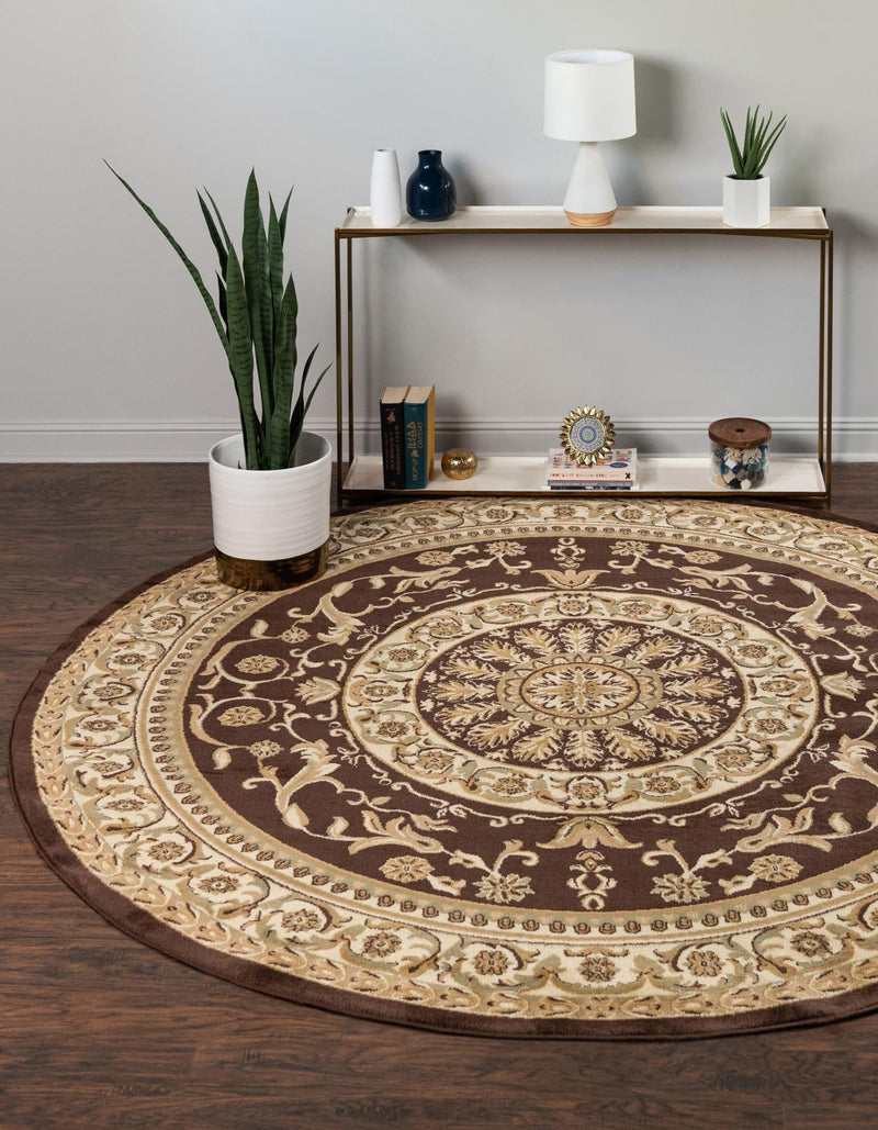 Versailles Elegance Collection Area Rug -  Montreuil Round Brown  lifestyle 48