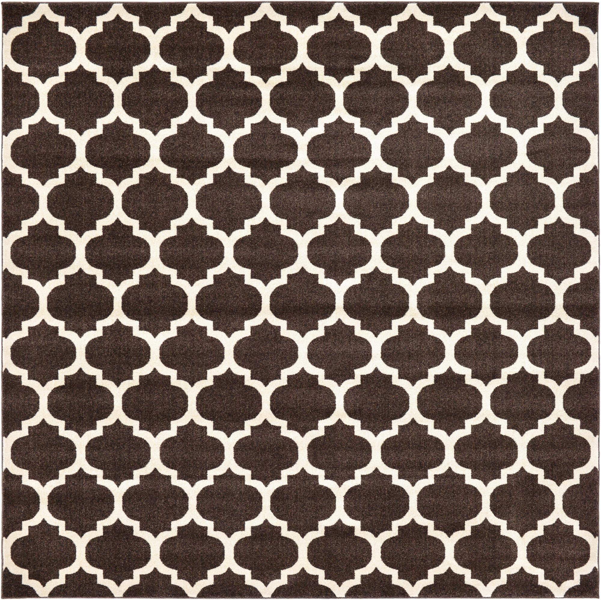 Lattice Gardens Collection Area Rug -  Bloomfield (Chocolate Brown)