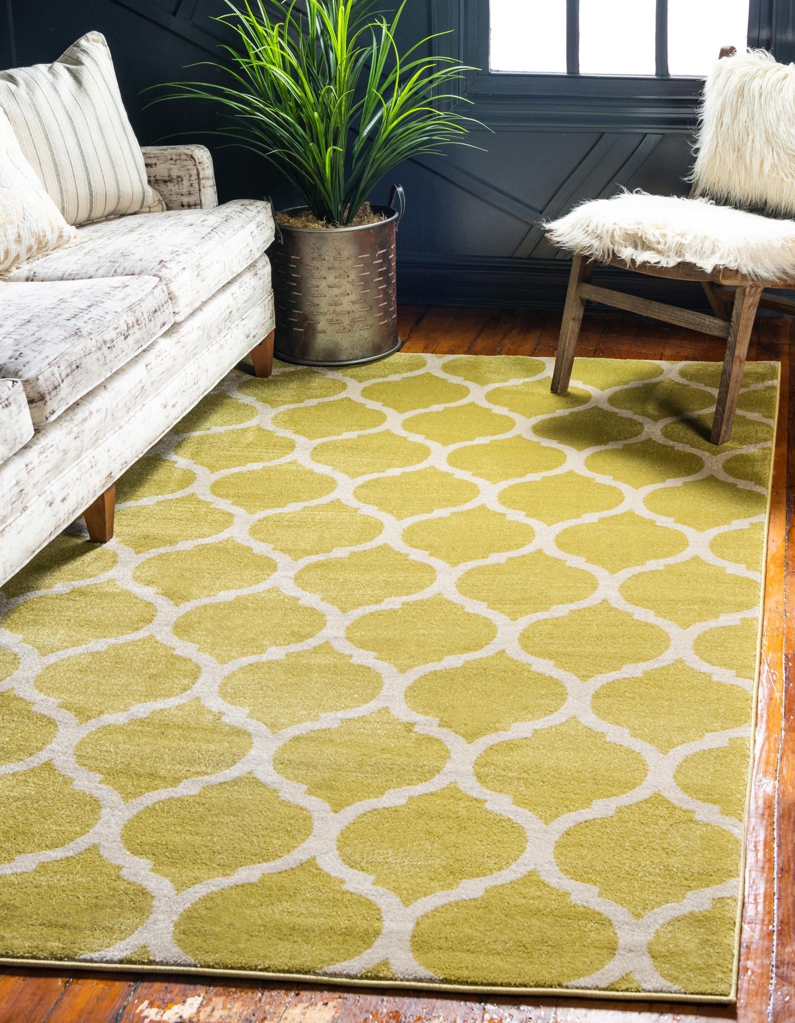 Lattice Gardens Collection Area Rug -  Bloomfield (Olive)