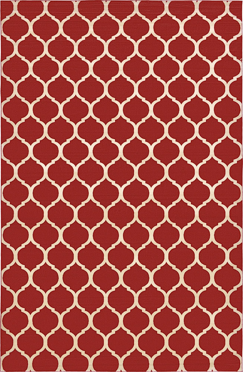 Lattice Gardens Collection Area Rug -  Bloomfield (Red) Rectangular Red  lifestyle 2