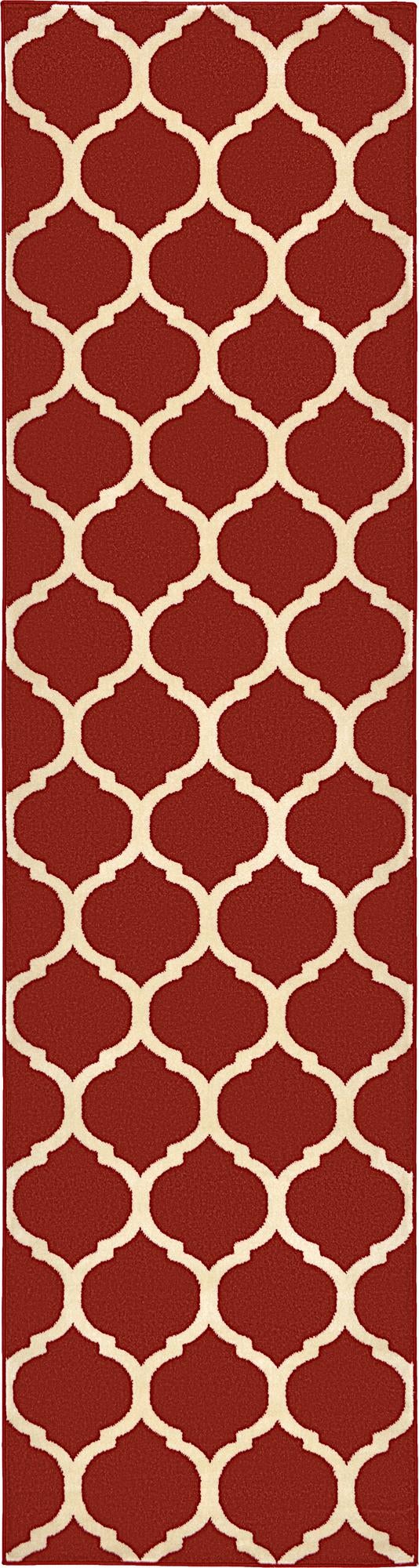 Lattice Gardens Collection Area Rug -  Bloomfield (Red) Runner Red  lifestyle 4