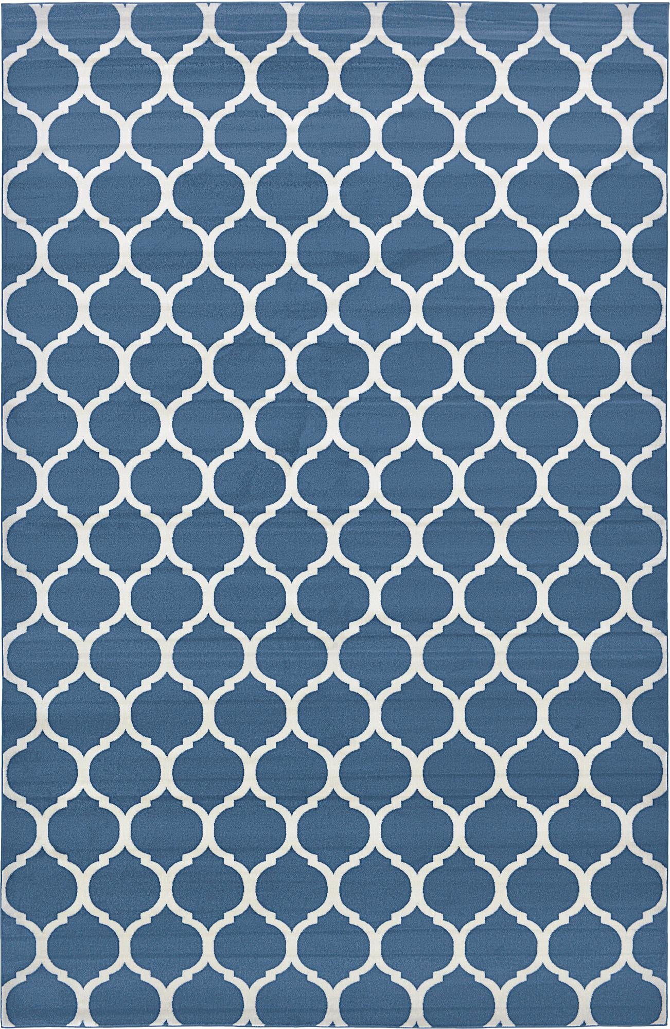 Lattice Gardens Collection Area Rug -  Bloomfield (Navy Blue)