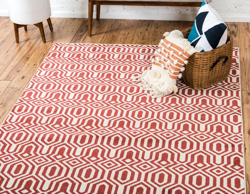 Lattice Gardens Collection Area Rug -  Thicketon Rectangle Red  lifestyle 5