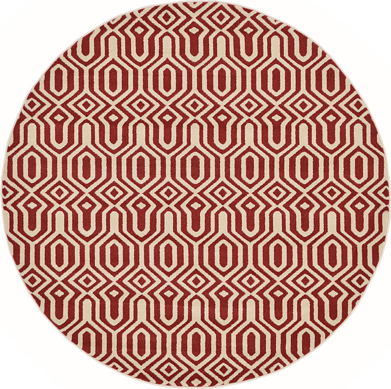 Lattice Gardens Collection Area Rug -  Thicketon Round Red  lifestyle 8