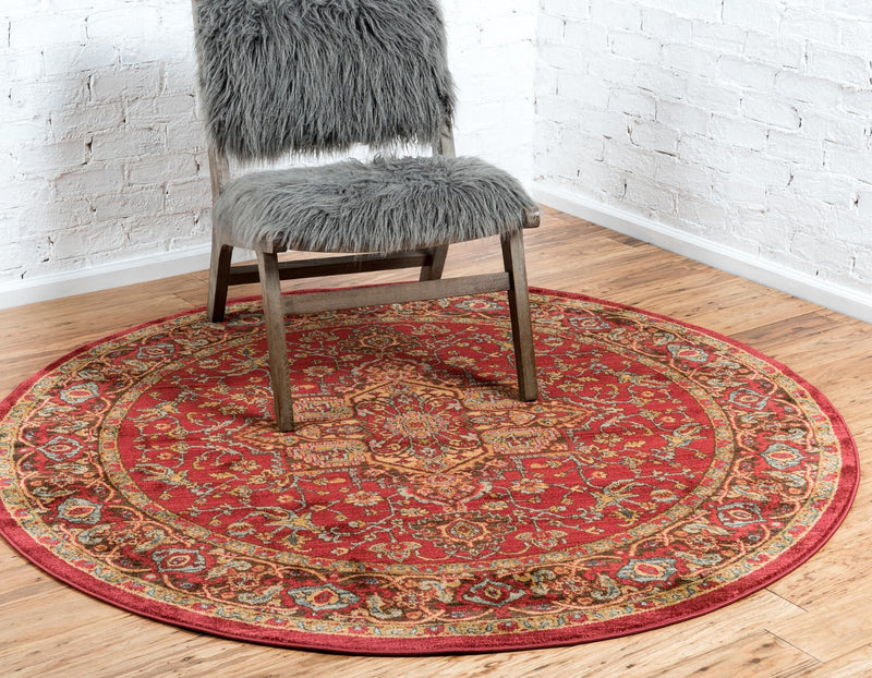 Persian Elegance Collection Area Rug -  Khorasan Round Red  lifestyle 18