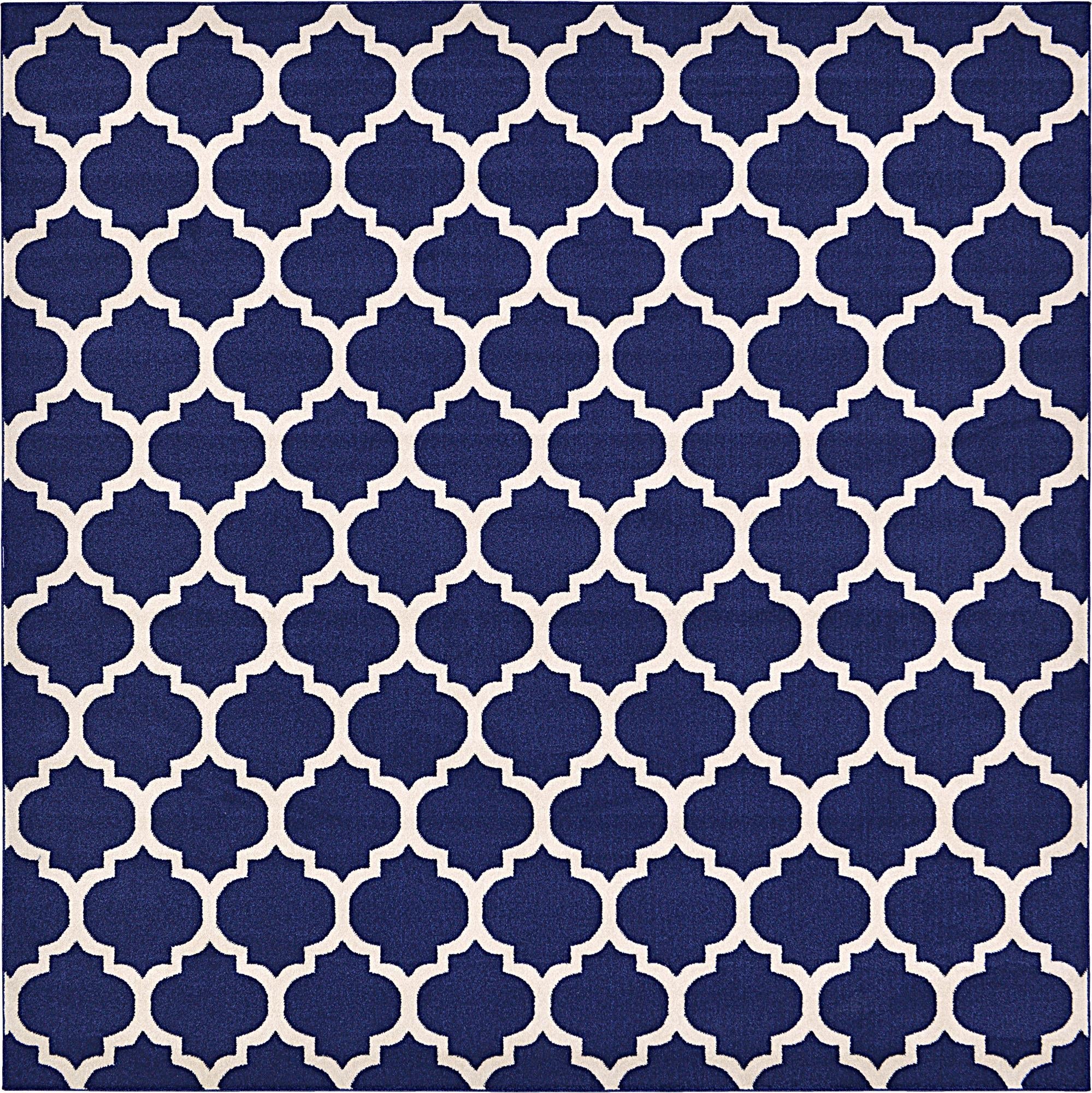 Lattice Gardens Collection Area Rug -  Bloomfield (Navy Blue)