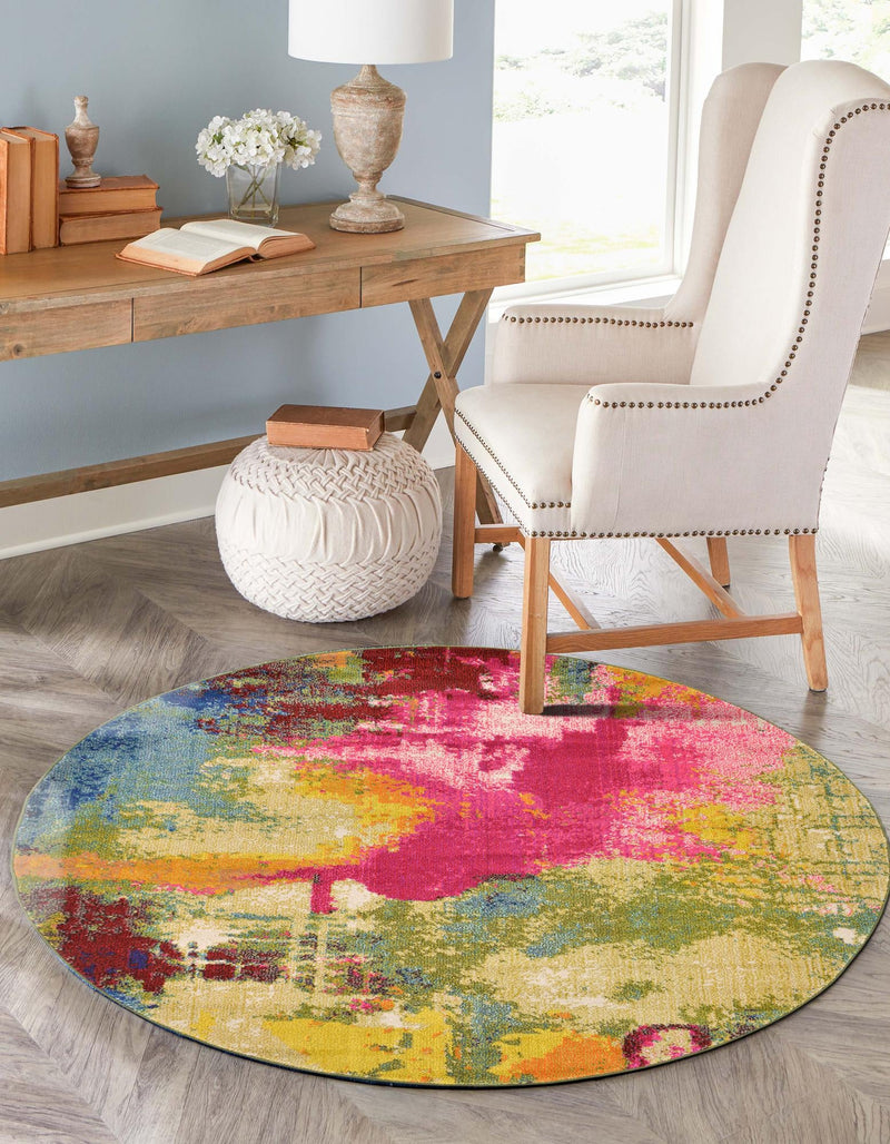 Marrakesh Elegance Collection Area Rug -  Draa Round Multi  lifestyle 65