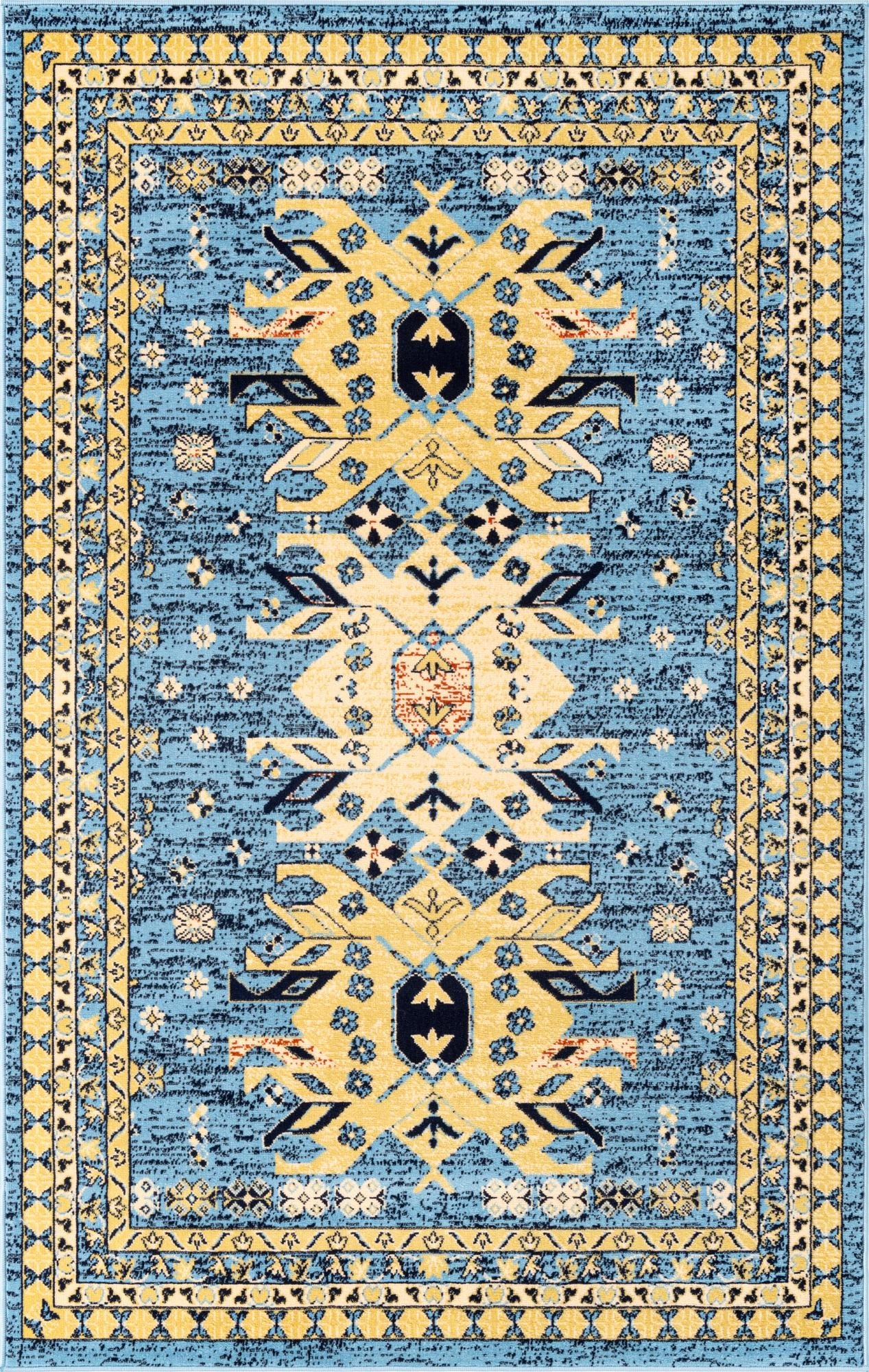 Tabriz Tapestries Collection Area Rug - Azerbaijan (Light Blue)