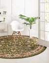 Isfahan Elegance Collection Area Rug - Naghsh-e Jahan (Green) Round Green  lifestyle 27