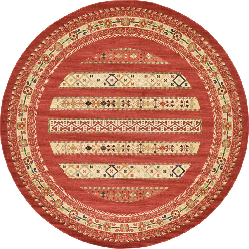 Zagros Oasis Collection Area Rug -  Khorramabad Round Rust Red  lifestyle 41