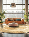 Zagros Oasis Collection Area Rug -  Khorramabad Round Ivory  lifestyle 159