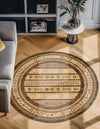 Zagros Oasis Collection Area Rug -  Khorramabad Round Brown  lifestyle 160