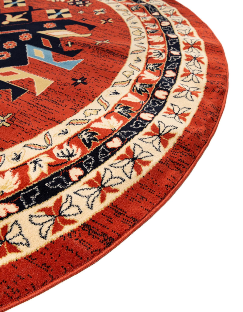 Tabriz Tapestries Collection Area Rug - Azerbaijan (Terracotta) Round Terracotta  lifestyle 32